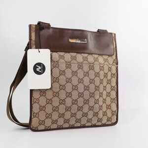 Gucci Monogram Messenger Crossbody Bag Dark Brown